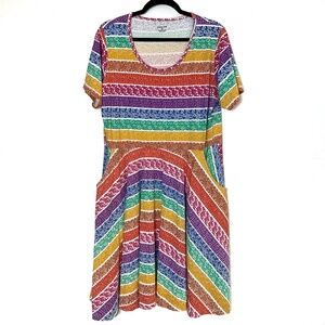 Svaha USA Steam Rainbow Twirl Dress XL Pockets Organic Cotton Teacher Math Artsy